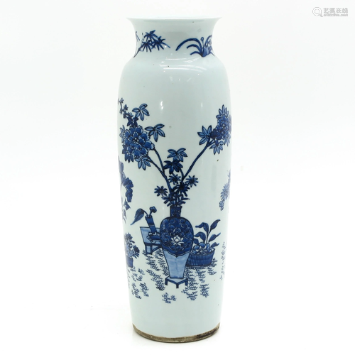 A Blue and White Rollwagon Vase