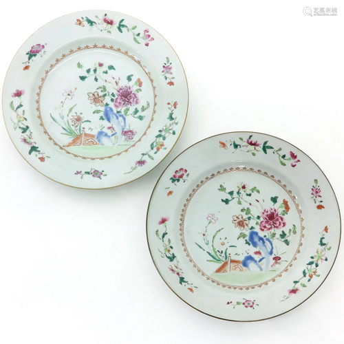 A Pair of Famille Rose Plates