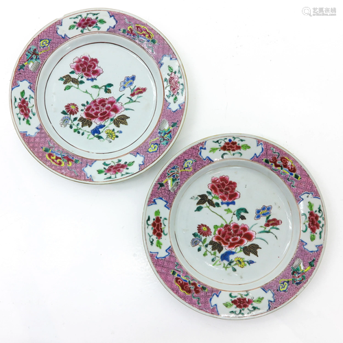 A Pair of Famille Rose Plates