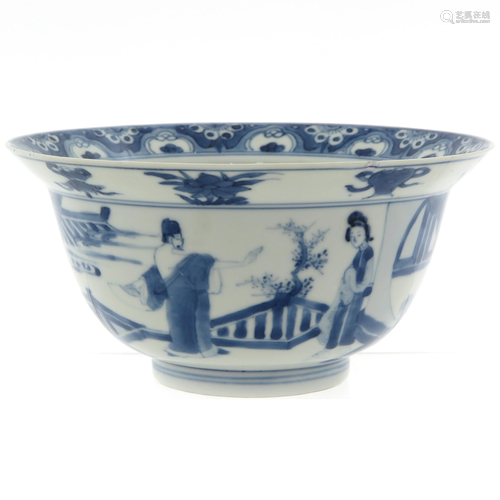 A Blue and White Flared Rim Bowl