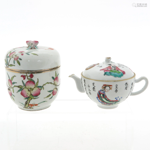 A Teapot and Jar with Cover