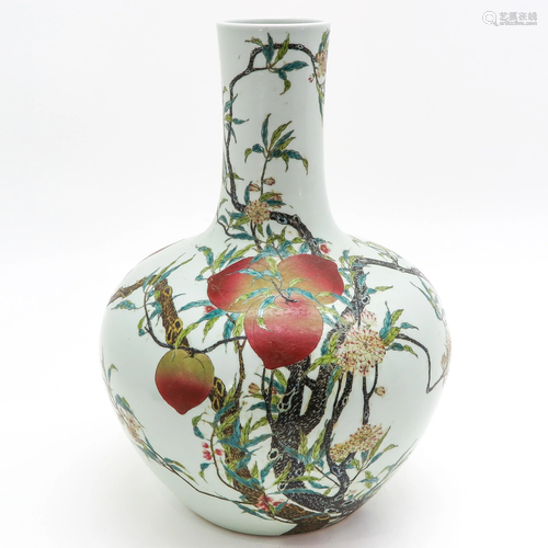 A Polychrome Peach Decor Vase