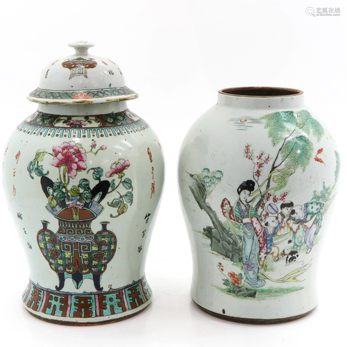 A Lot of 2 Polychrome Decor Jars