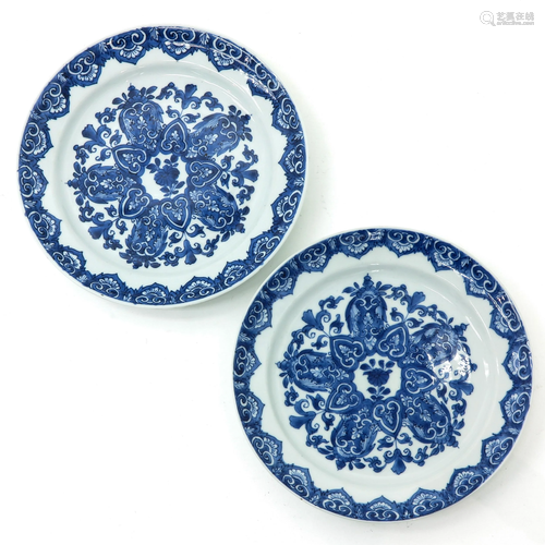 A Pair of Blue and White Plates