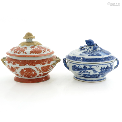 Two Chinese Porcelain Toureens