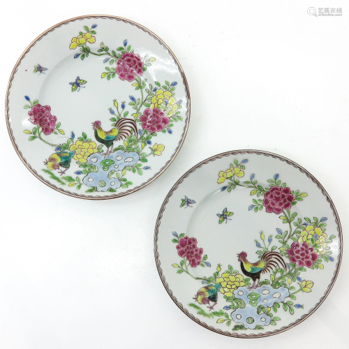 A Pair of Famille Rose Plates