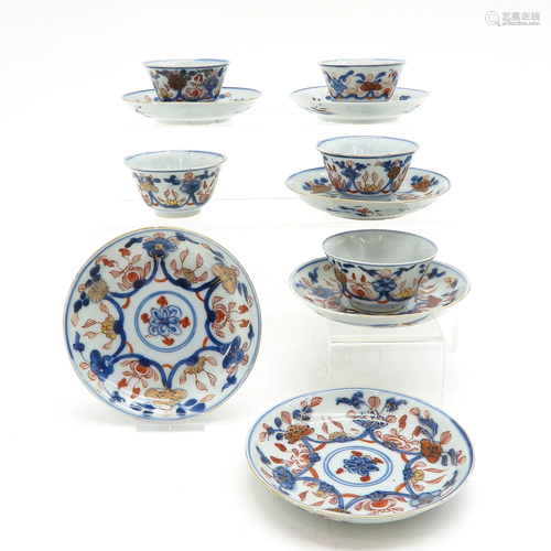 A Collection of Imari Cups and Saucers