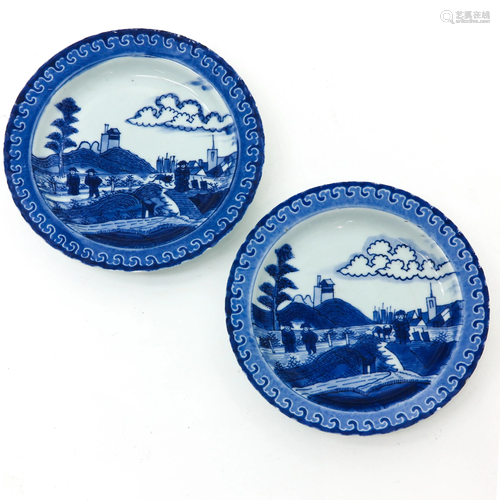 A Pair of Blue and White Plates