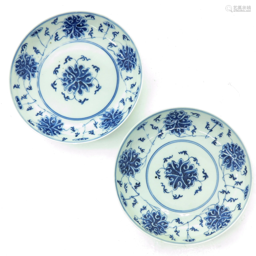 A Pair of Blue and White Plates