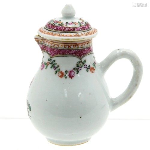 A Famille Rose Decor Creamer with Cover