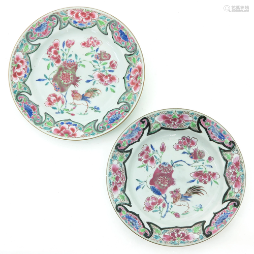 A Pair of Famille Rose Plates