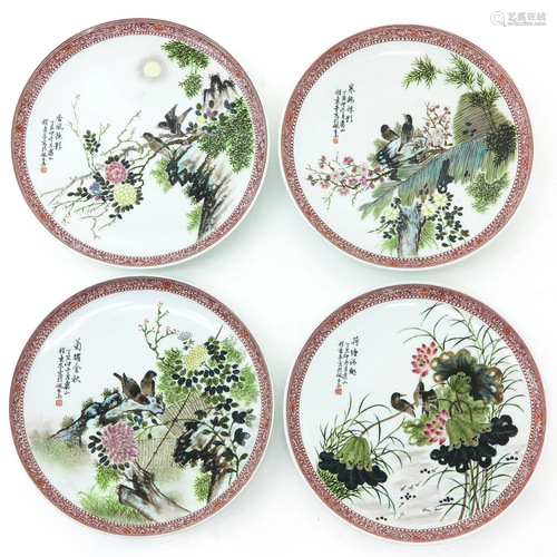 Four Polychrome Decor Plates