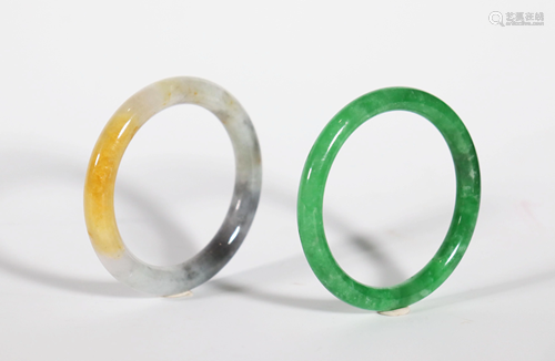 2 Chinese Natural Jadeite Bangles