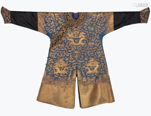 Chinese Qing Imperial Gold Dragon Robe