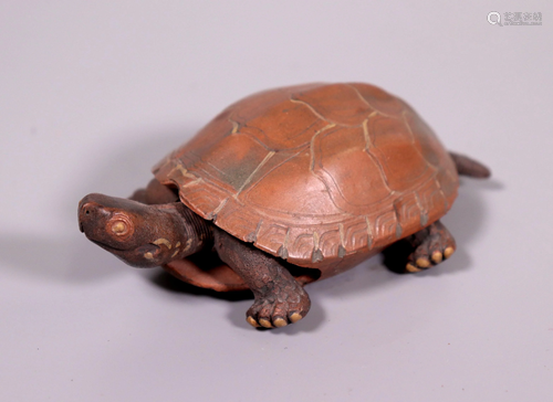 Japanese 19 C Bizen Movable Turtle Inscribed B…