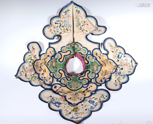 Chinese Qing Silk Embroidered Cloud Collar