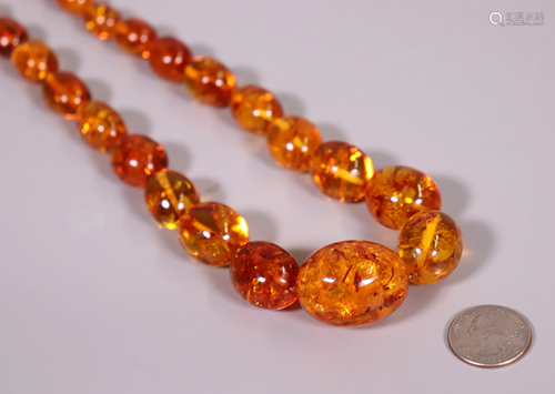 Vintage Amber Bead Necklace; 101.1G