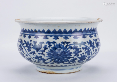 Chinese Kangxi Blue & White Porcelain Censer
