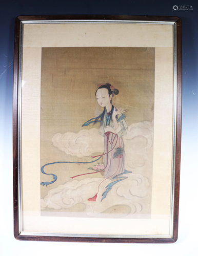 Chinese Qing Painting on Silk of Lady I…