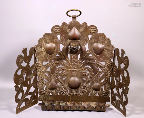 Dutch 19 C Judaica; Brass Hanukka Hanging La…