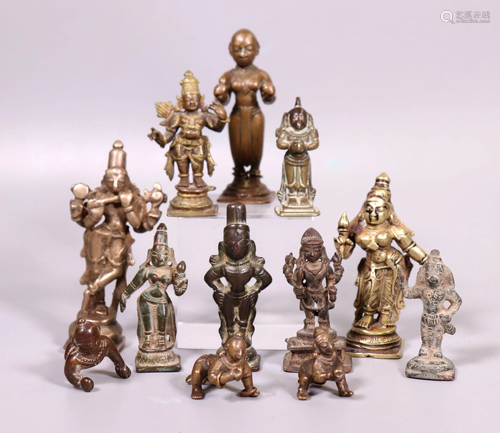 12 India Bronze Votive Figures; Krishna Ha…