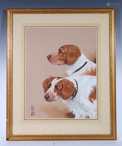 Boris Riab; 2 Hunting Dog Watercolor Portraits