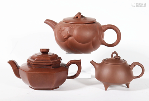 3 Chinese Yixing Teapots