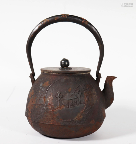 Japanese 19 C Cast Iron Tetsubin Teapot