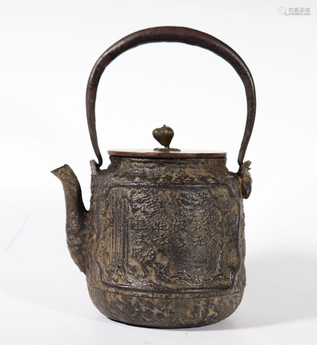 Japanese 19 C Cast Iron Tetsubin Teapot