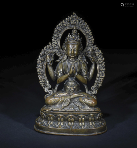 Chinese Tibetan Sealed Bronze Buddha