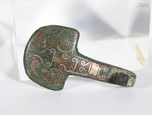 Chinese Han Silver Inlay Bronze Buckle