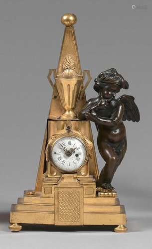 Small gilt bronze clock decorated with a pyramid, …