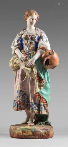 Very large polychrome porcelain statuette represen…