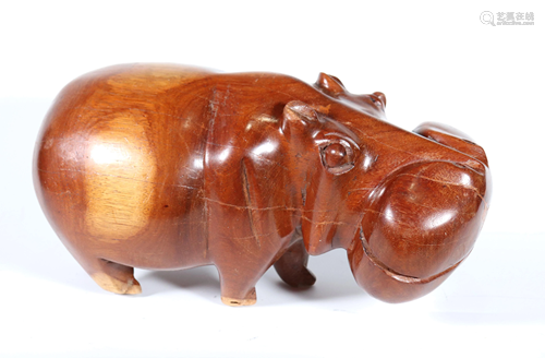 Carved Hard Wood Modernist Hippopotamus