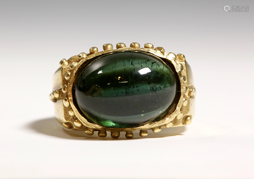 Antique Green Tourmaline Cabochon in 1…