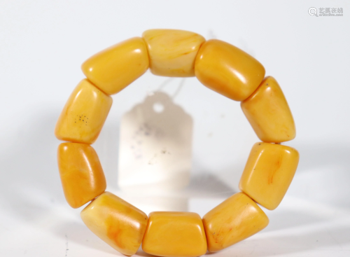 Butterscotch Amber Bead Bracelet; 55.7G