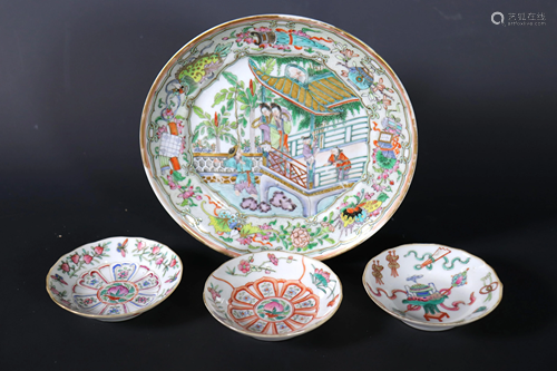 4 Chinese 19 C Famille Rose Porcelain Plates