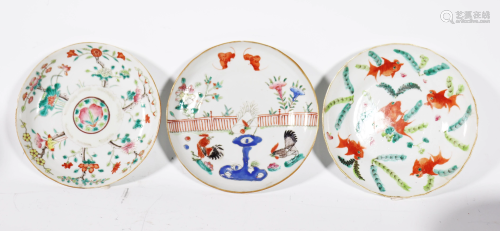 3 Chinese 19 C Enameled Porcelain Plates