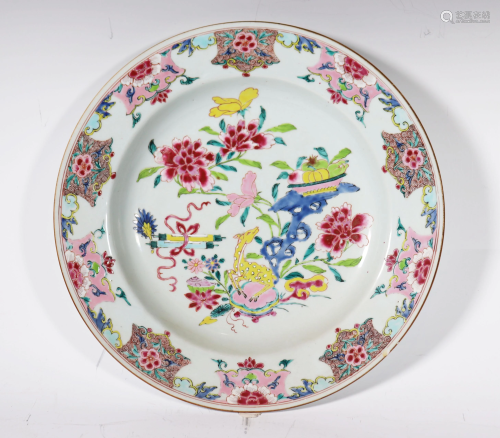 Chinese 18 C Famille Rose Porcelain Charger
