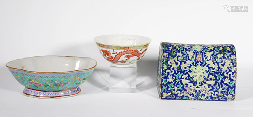 3 Chinese Qing Dynasty Enameled Porcelains