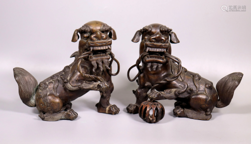 Mirror Pr Chinese Qing Bronze Seated Fu Dogs
