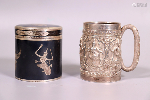 India Silver Tankard 1895; Thai Sterling Round …