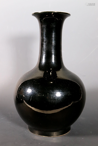 Large Chinese Mirror Black Glazed Porcelain Vase