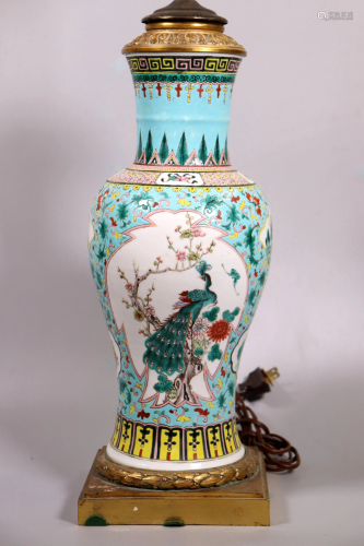Chinese 19 C Turquoise Porcelain Vase O…