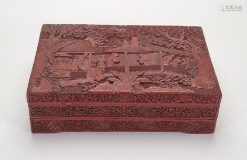 Chinese 19 C 3 Tier Cinnabar Lacquer Box