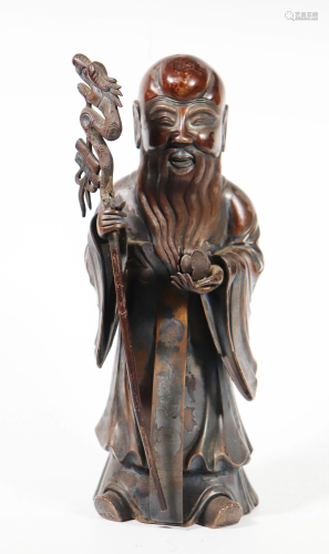 Chinese 19 C Bronze Shouxing Figure
