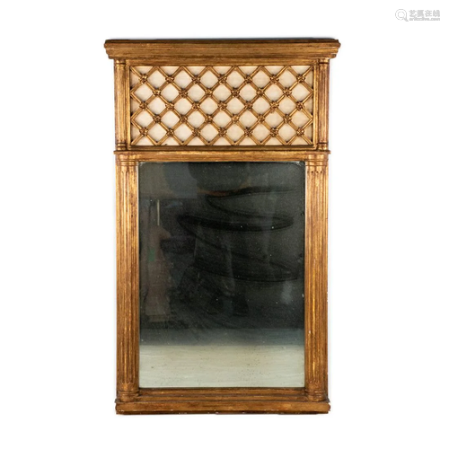 1920s French Lattice Gilt Wall Mirror