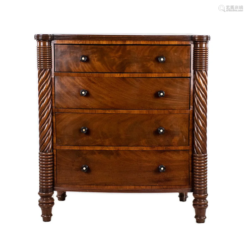 Antique Mahogany Empire Bachelor Chest