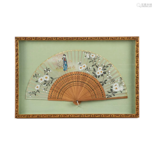 Bamboo Hand-Painted Fan Glass Encased…