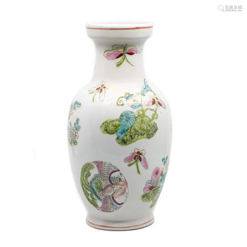 Chinese White Porcelain Butterfly Floral V…